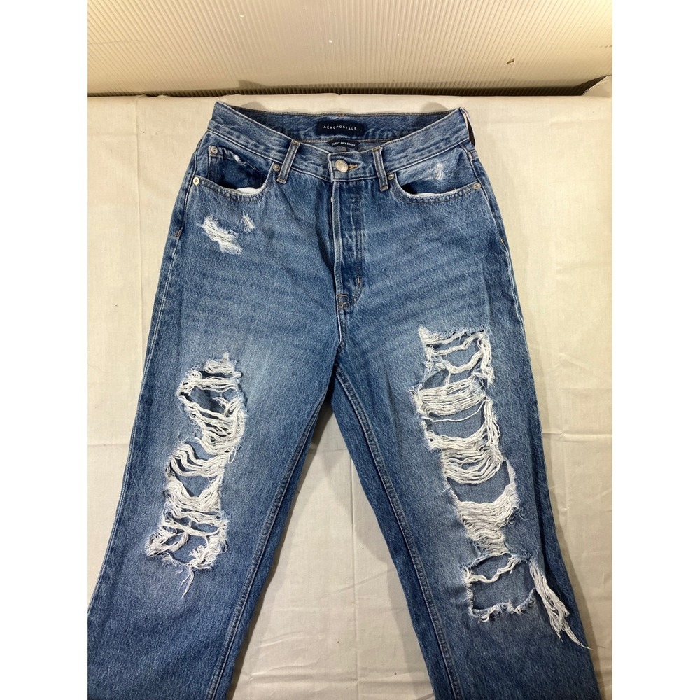AEROPOSTALE Curvy 90s Baggy Jeans Distressed Medium Wash Women's Size 4